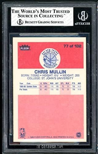 כרטיס טירון של כריס מולין 1986-87 Fleer 77 BGS 8