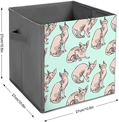 חתולי ספינקס פחי אחסון מתקפלים יסודות קוביות אחסון בדים קופסאות מארגנים עם ידיות