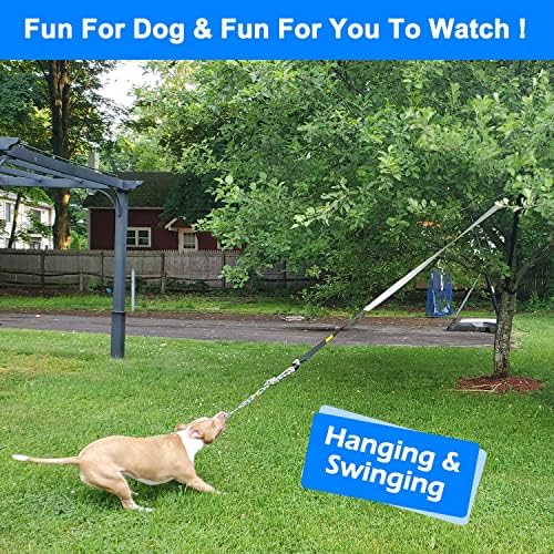 צעצוע תלייה חיצוני של לובאני כלב, צעצוע משיכה אינטראקטיבי לפיטבול וקטן עד כלבים גדולים כדי להתעמל ומשחק סולו, משיכה