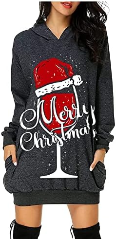 מיני שמלות לנשים של חג המולד סלעית סוודר טוניקת חולצות אופנה משובץ איילים הדפסת רופף מזדמן נים שמלות