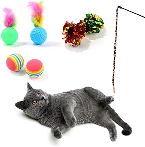 Vvuxctrl צעצועים לחתולים, חבילת מגוון של צעצועי חתול, עם חליפת חתול חתול של מנהרת החתולים.