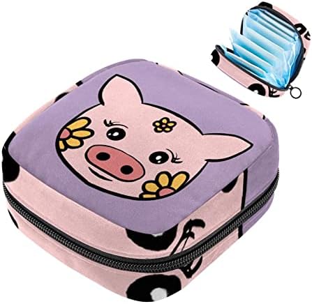 שקית אחסון מפיות סניטרית של Oryuekan, תיק תקופה ניידת לנשים בנות ווסת כוס, חמניות חזיר חיה מצוירת