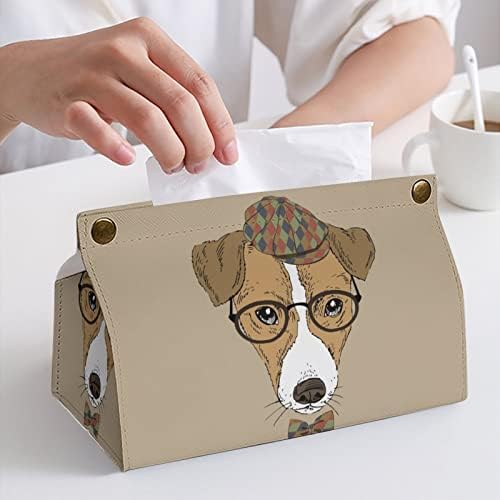 מכסה קופסת רקמות כלב מצויר כיסוי דקורטיבי מחזיק מפית נייר נייר למכונית משרדית ביתית