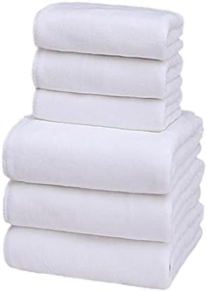 CFSNCM 6 יחידות/סט מגבת רחצה לבן כותנה לבן שחור מגבות מקלחת פנים עבות למלונות בית חדר אמבטיה מבוגרים