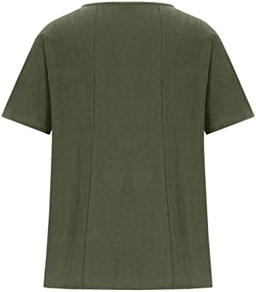 חולצות לנשים קיץ מקרית כותנה פשתן טוניקת חולצות בתוספת גודל פרחוני מודפס חמוד טיז רופף בכושר חולצות