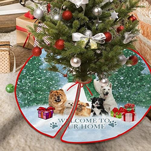 חצאיות עץ עץ כלב בית חדש מחצלת מחצלת מחמד שלג מחמד דיוקן עץ חג המולד חצאית רכה חצאית רכה כיסוי מחצלת מחצלת