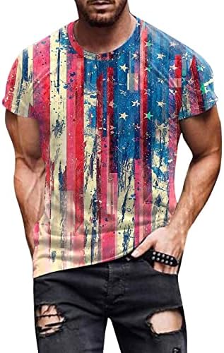 חולצה לגברים כותנה גברים של עצמאות יום דגל אביב / קיץ פנאי ספורט נוח עמוק צוואר חולצות