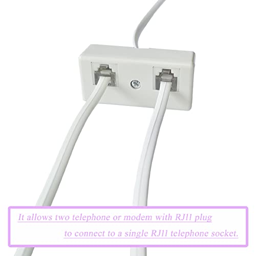 Antfly 5 חבילה דו כיווני מפצלים טלפוניים, כבל ממיר זכר עד 2 כבל RJ11 6P4C מתאם קיר טלפון ומפריד