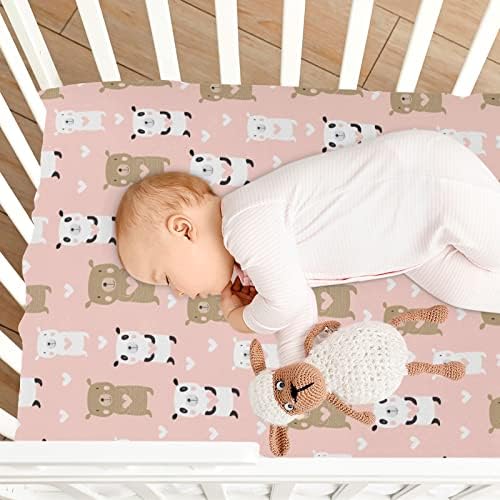 תינוק חמוד פנדה דוב גיליון עריסה מצוירת לבנות בנות, גיליונות מזרן מיטת פעוטות, מתאים למזרן עריסה