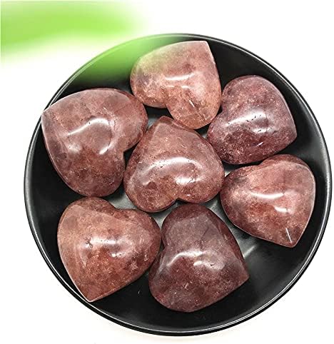 Qiaonnai Zd1226 1pc אדום טבעי תות אדום לב אהבה בצורת קוורץ קריסטל רייקי ריפוי אבן DIY אבנים טבעיות ומינרלים