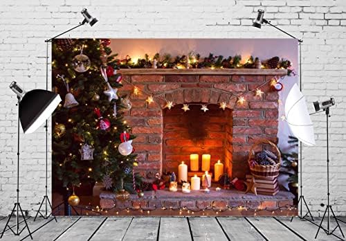 BELECO 10X8FT בד צילום לחג חג מולד תפאורה תפאורה מקורה נרות מקורה חג המולד מתנות עץ רקע לעיצוב לחג המולד לשנה