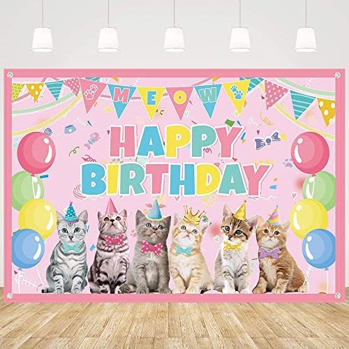 חתול מסיבת קישוט אספקת חתול שמח יום הולדת רקע חתלתול צילום רקע חתול מסיבת תמונה רקע עבור חיות