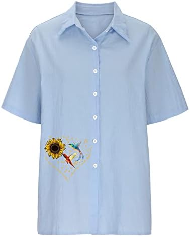 חולצת חולצות קיץ לנשים חולצת כותנה כותנה נוחה כפתור חולצות שרוול קצר