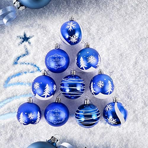 קישוטי כדור כחול חג המולד - 60 ממ קישוטים גדולים לעץ חג המולד, כדורי עץ חג המולד עטופים מפלסטיק, כדורי