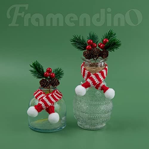 Framendino, 12 חבילות מיני צעיפי חג המולד עם פסים לבנים אדומים ליצירת עץ קישוטי עץ תלייה מלאכות DIY