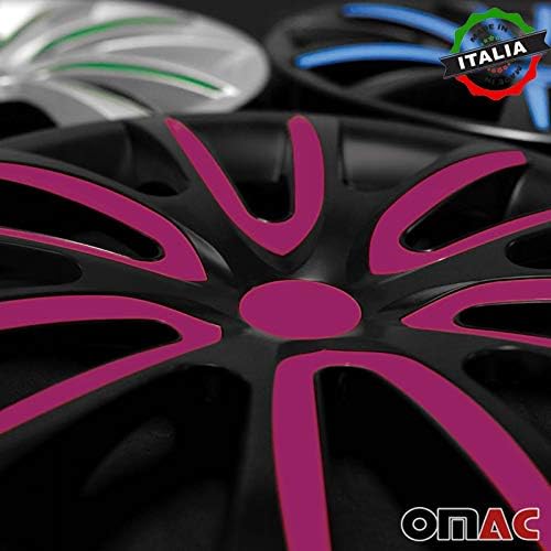 OMAC HubCaps 16 אינץ 'עבור הונדה אודיסיאה שחור וסגול 4 יח'. כיסוי חישוקי גלגלים - כובעי רכזת - החלפת