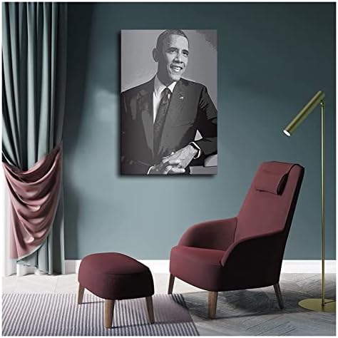נשיאי המאה ה -21 של ארצות הברית ברק אובמה שחור לבן סלבס פוסטר בד ציור אמנות פוסטר תמונה HD הדפס פוסטר חדר שינה