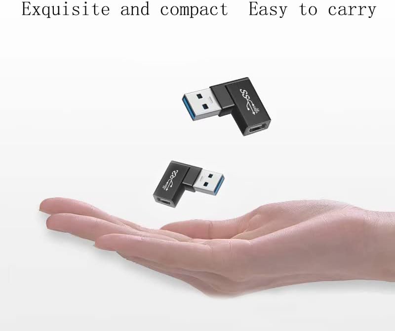 Xczzyb זווית ימנית USB C למתאם USB, 90 מעלות USB זכר ל- USB סוג C מתאם נקבה למחשבים ניידים, מטעני