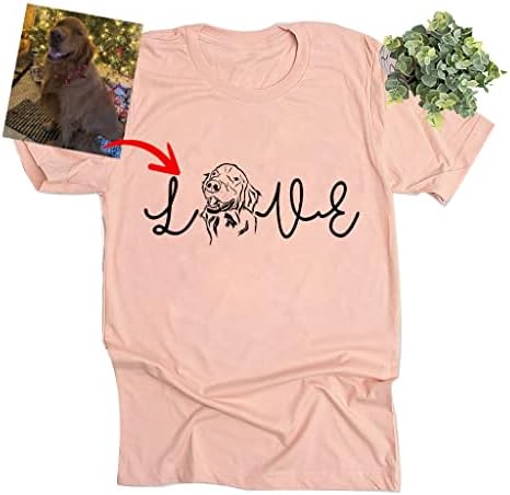 Pawarts אוהבים חולצות כלבים בהתאמה אישית - עפרון סקיצה מותאמת אישית כלב אימא טשירטים לנשים חולצת אמא יום יום