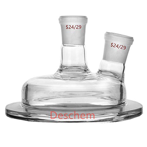 כור זכוכית Deschem 24/29 דו-צווארון עגול מעבדה מעבדה כלי בקבוק כלי בקבוק עם שני צוואר מכסה & מהדק