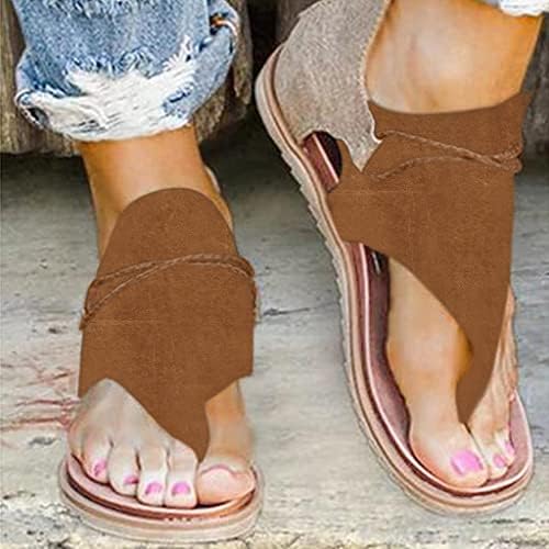 נשים סנדלים מזדמנים, נעלי בית לנשים קיץ גלדיאטור רצועת דירות אופנה קליפ הבוהן כפכפים קומפי חוף נעליים