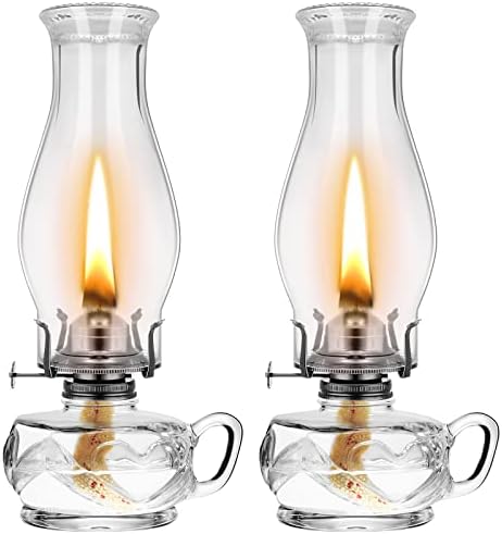 2 חתיכות מנורת שמן קאמרית מנורת נפט קלאסית פנס וינטג 'פנס שמן דקורטיבי עתיק מנורה הוריקן צלול