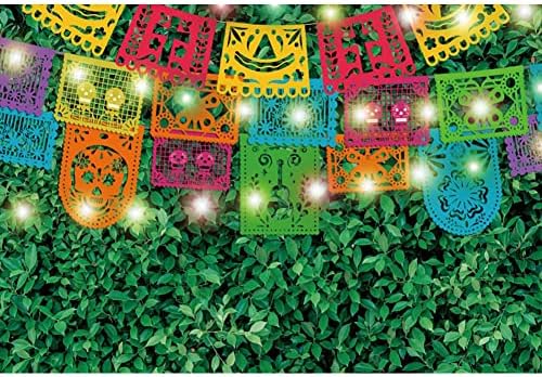 Dashan 12x8ft פוליאסטר מקסיקני פיאסטה תפאורה סינקו דה מאיו מקסיקו פסטיבל דשא ירוק דגלים צבעוניים דגלים
