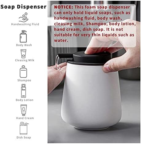 מתקן לסבון קרמי, מתקן לסבון יד קצף, מתקן לסבון כלים לשימוש חוזר וניתן למילוי חוזר לאמבטיה ולמטבח