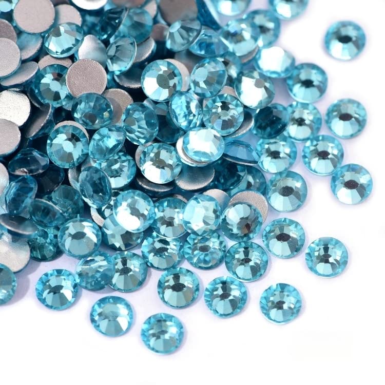 Crystal AB/Crystal Flatback Glass Shinnestones דבק דבק 1440 יח ', כחול AB)