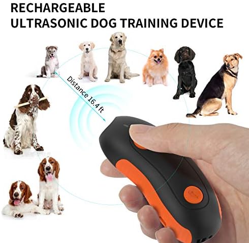 מכשיר כלב אולטרה סאונד כלב מכשיר נביחות עם פנס LED אינפרא אדום