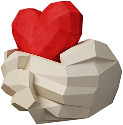 WLL-DP יד אוחזת דוגמנית לב תלת מימד מודל נייר גיאומטרי אוריגמי חידה קיר יצירתי קישוט נייר נייר גביע נייר נייר