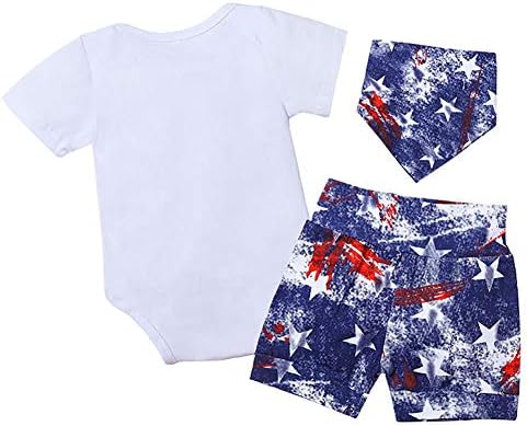 4 ביולי התלבושת לבני תינוקות דגל אמריקאי רומפר מככב מכנסיים קצרים