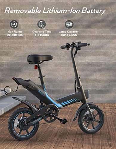 אופניים חשמליים של Sailnovo, 14 '' אופניים חשמליים למבוגרים ובני נוער עם אופניים חשמליים מתקפלים
