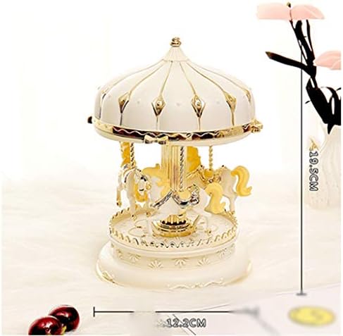 XWWDP קרוסלה קופסת קופסה - עיצובים מוזהב טון זהב סוסים קרוסלה מוזיקלית סיבוב פלטונין מחזות מנגינה