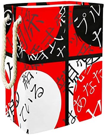יפני אותיות דפוס אדום שחור לבן גדול סלי כביסה מלוכלך בד אחסון תיק צידניות עם ידיות מתקפל אחסון בינס