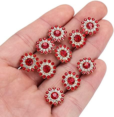 100 יחידות כפתור צורת פרח שמש ריינסטון, כפתורי אבן זכוכית קריסטל 0.5 אינץ