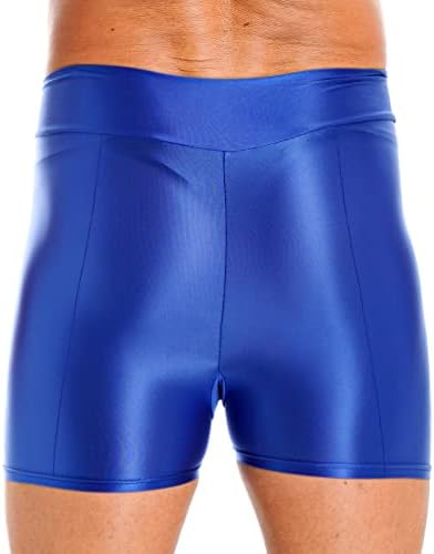 Qinciao Mens מבריק מכנסיים קצרים מבריקים יוגה חלקים גזעי בגדי ספורט בגדי ים גזעים