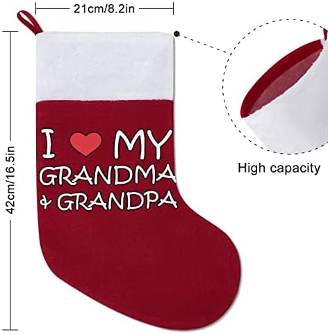 אני אוהב גרביים תלויות בסבא וסבתא שלי גרביים תלויות הדפס קישוטי אח עץ חג המולד