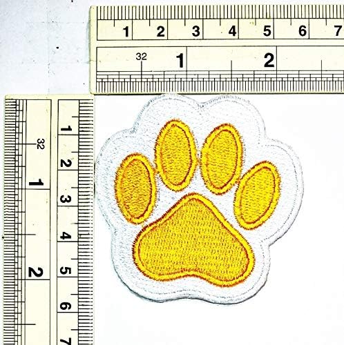 סט טלאי של אוממה של 3 חמוד כלב חמוד טביעת רגל רגל חום צהוב ורוד טלאים מצויר מוטיב מוטיב תפור ברזל על טלאי לילדים