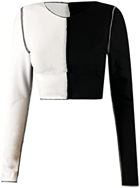 פסים נשים חולצה סוודר הדוק ארוך שרוולים עגול צוואר רחוב טרנדי שחור לבן דק צמר נשים של חולצה