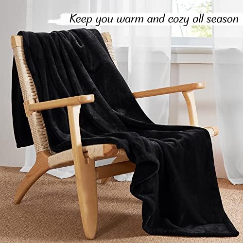 ריקוד פוני פליס זריקת שמיכה לספה שחורה - קטיפה קלה משקל מטושטש שמיכות רכות וזריקות לספה, 71x79in