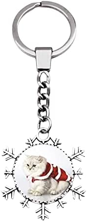 פתית שלג תליון חג המולד מחזיק מפתחות לחיות מחמד מחזיק מפתחות חג המולד יצירתי מחזיק מפתחות מעגל