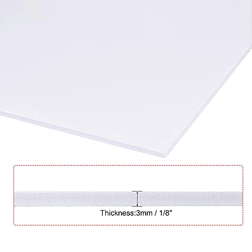 גיליון לוח הקצף של UXCell PVC, 3 ממ x 300 ממ x 600 ממ, לבן, 1/8 אינץ 'x 12 אינץ' x 24 אינץ ', דו צדדי, גיליון