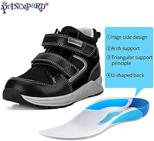 פעוטות אורטופדי נעלי ילדים גבוהה-למעלה מתקנת סניקרס עבור בנים ובנות עם קשת וקרסול תמיכה, החלקה סוליות
