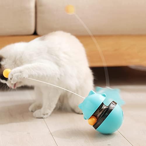 WWW צעצועים לחתולים לחתולים מקורה, צעצועי חתלתול אינטראקטיביים, מתקן מזון לחתולים מתכוונן עם כדור