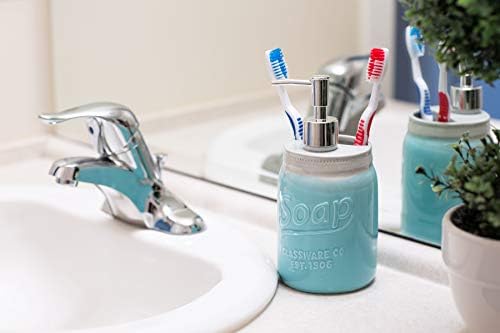 מתקן סבון לעיצוב צנצנת מייסון ומחזיק מברשת שיניים-אביזרי אמבטיה דקורטיביים יהירות משאבה ומתקן