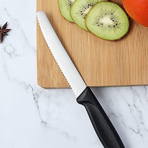 יפני נירוסטה סכין / ארגונומי שחור ידית, אחיזת החלקה, קלאסי סטייק עגבניות סכין משונן לחם סכין