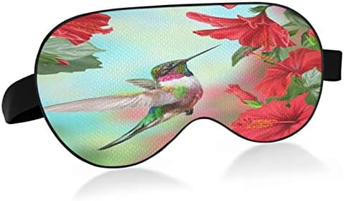 Hibiscus Hummingbird נושם מסכת עיניים שינה, מרגישים מגניבים כיסוי שינה לעין למנוחה בקיץ, כיסוי עיניים אלסטי