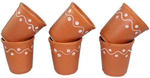 Ceramic Odishabazaar 6 PC Kulhar Culhad כוסות כוס תה הצ'אי ההודי מסורתית סט של 6 ספל תה ספל קפה