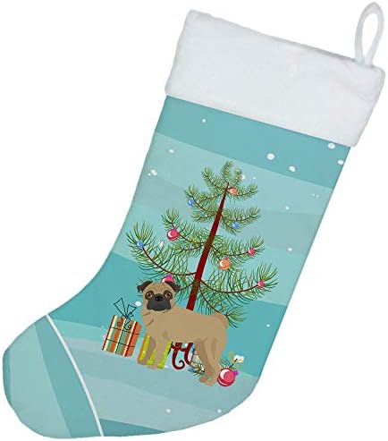אוצרות קרוליין CK3481CS PUG עץ חג המולד גרב חג המולד, אח תלויים גרביים לעונה חג המולד עיצוב קישוטי חג משפחתי,